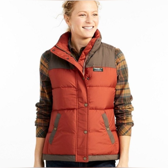 L.L. Bean Jackets & Blazers - L.L. Bean Women's Mountain Classic Down Vest Colorblock Orange, gray Medium NWT